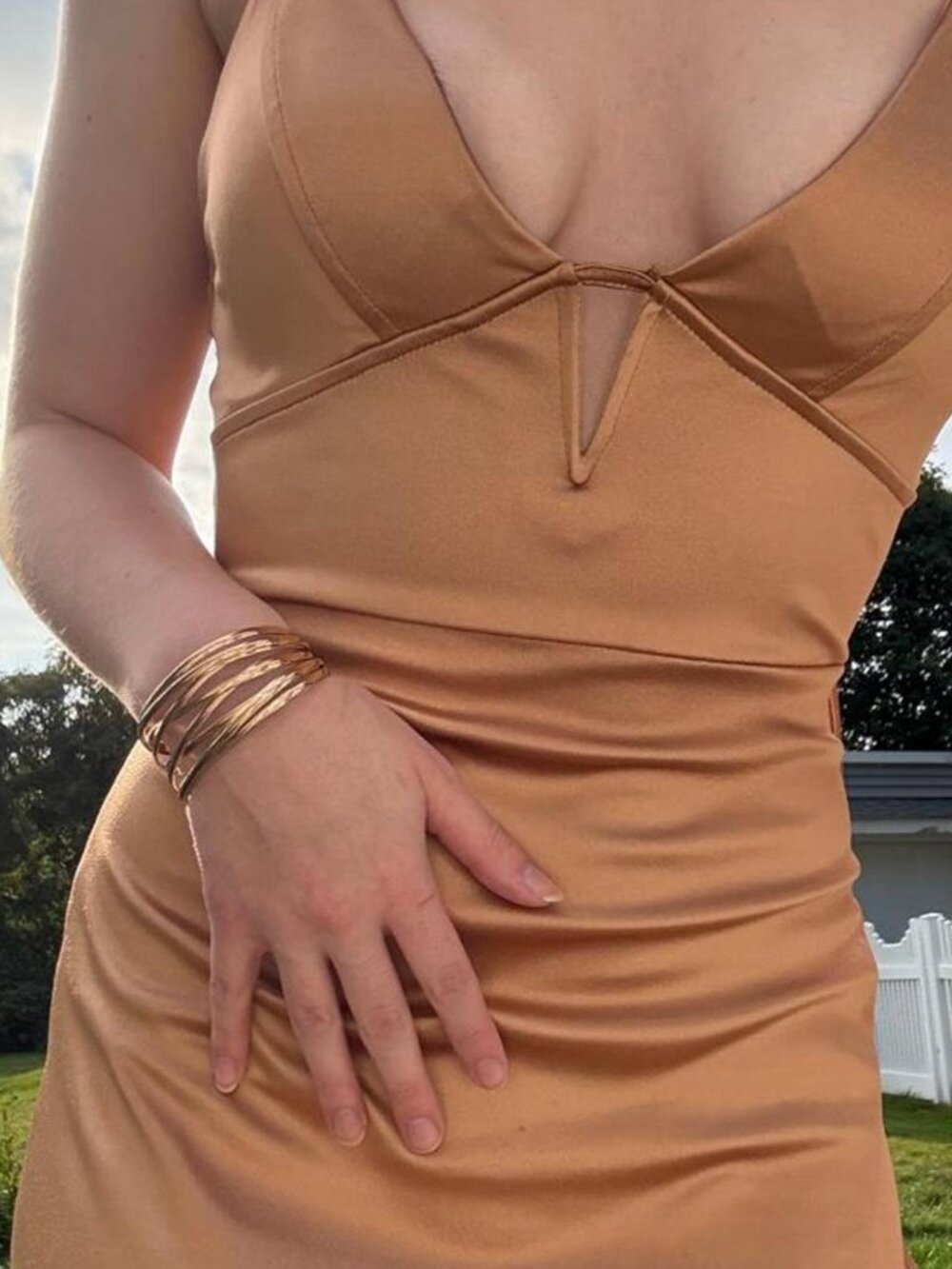Gold satin gown